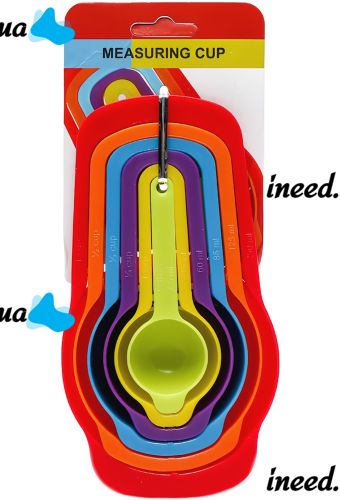 Набір мірних чашок і ложок Measuring Cup комплект 6 штук, пластикові різнокольорові ємності ваги для сухих і рідких інгредієнтів 250 мл