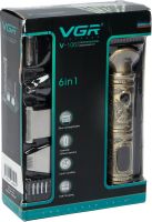 Беспроводная аккумуляторная машинка VGR V-106 для стрижки волос 6 в 1 мужской окантовочный USB триммер для бороды и усов со сменными насадками V106