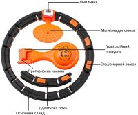 Массажный обруч тренажер Intelligent Hula Hoop 7803 хулахуп для похудения живота боков с регулируемой длинной и автоматическим подсчетом Black-orange