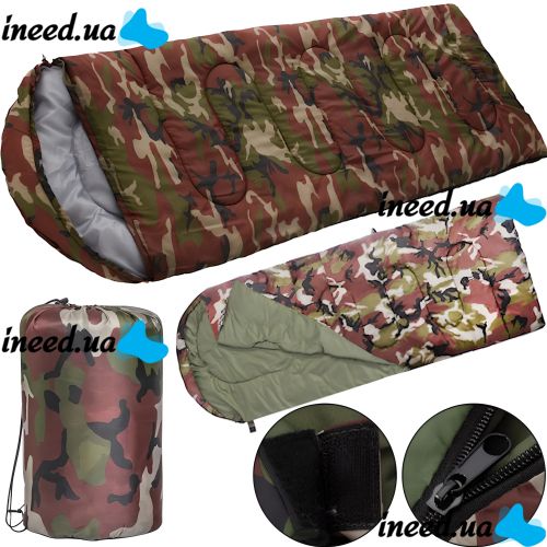Sleeping bag Tramp TR-2175 up to -20 degrees 210X75 cm Water-repellent Insulated Tourist Winter Sleeping Bag with Hood and Cover Camouflage