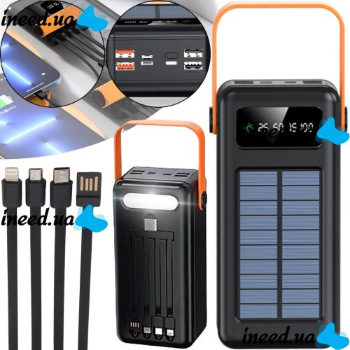 Портативное зарядное устройство Power Bank Voltronic YM635DX 30000mAh с солнечной панелью и фонариком Solar Внешний аккумулятор повербанк для зарядки