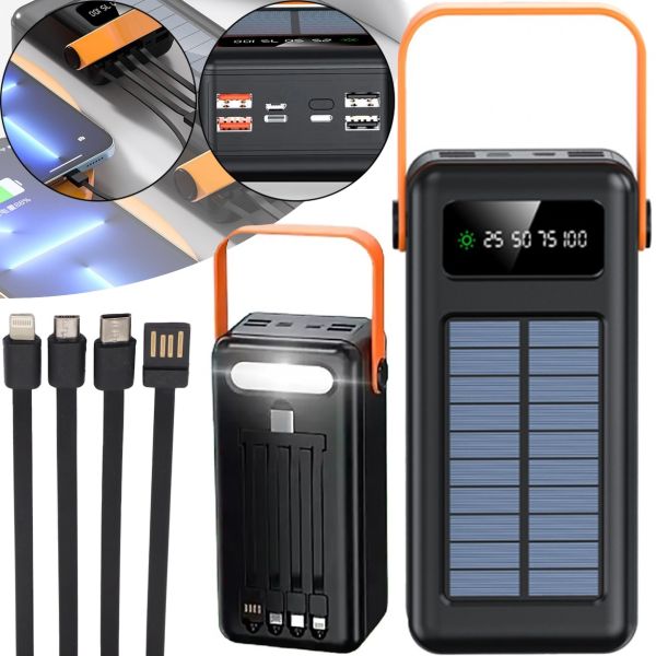 Портативное зарядное устройство Power Bank Voltronic YM635DX 30000mAh с солнечной панелью и фонариком Solar Внешний аккумулятор повербанк для зарядки