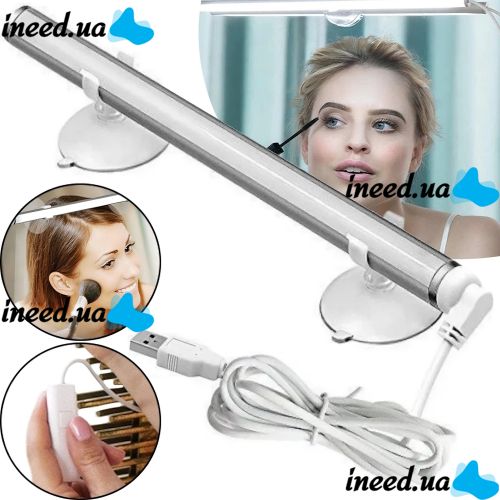 Светодиодная лампа светильник на зеркало Backstage Beauty Lights на присосках для нанесения макияжа, Подсветка для зеркала 6500K от батареек