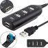 USB хаб Hi-Speed XD4 Black на 4 порти, Універсальний розгалужувач з 4 виходами концентратор перехідник HUB 480 Мбіт для комп'ютера від USB Чорний