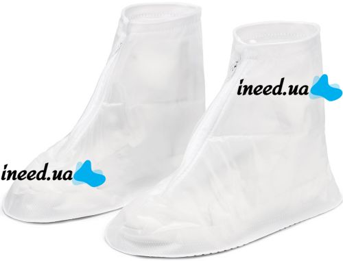 Многоразовые бахилы для обуви Adult Shoe Cover водонепроницаемые защитные чехлы дождевики на молнии с протектором от дождя и грязи Прозрачные