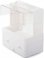 Настольный органайзер для хранения косметики Cosmetic Storage Box GW-880 косметическая полочка 4 секции с выдвижными ящиками и ручкой Белая
