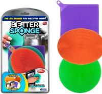 Универсальный кухонный набор силиконовых губок щеток Better Sponge из 3 штук для мытья посуды, Универсальные щетки губки 3в1 для уборки дома