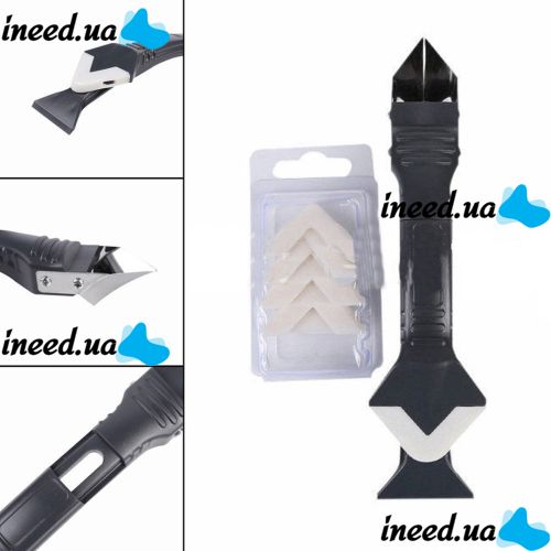 Пластиковый силиконовый шпатель скребок для герметика и силикона Silicon Trowel Scraper GS-3991P, Набор из 5 насадок для удаления заделки швов