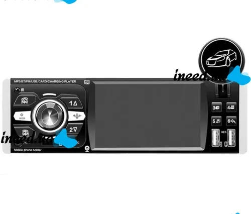 Автомагнитола 1DIN Pioneer 4051AI с дисплеем 4,1" дюймов и пультом ду, Автомобильный плеер Пионер с держателем телефона MP3 USB SD Bluetooth Черная