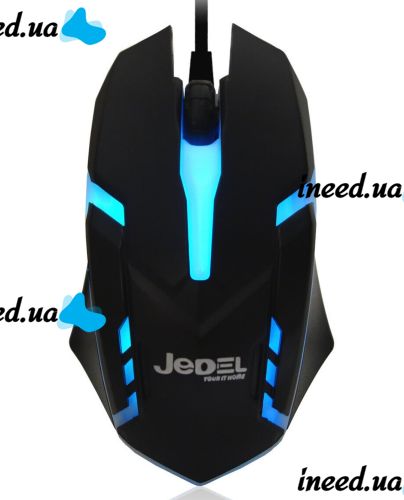 Игровая проводная компьютерная мышка Jedel M66 с RGB подсветкой для компьютера и ноутбука, Геймерская USB мышь 1000DPI для ПК 95543 Черная