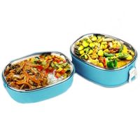 Двойной термо ланч бокс из нержавеющей стали Luch box Two Layers LB-2180 на 2 секции, Ланч-бокс контейнер на 2 отделения по 800 мл, Судочек Lunchbox