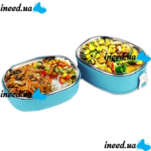Двойной термо ланч бокс из нержавеющей стали Luch box Two Layers LB-2180 на 2 секции, Ланч-бокс контейнер на 2 отделения по 800 мл, Судочек Lunchbox