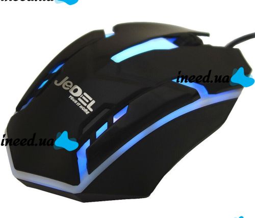 Игровая проводная компьютерная мышка Jedel M66 с RGB подсветкой для компьютера и ноутбука, Геймерская USB мышь 1000DPI для ПК 95543 Черная