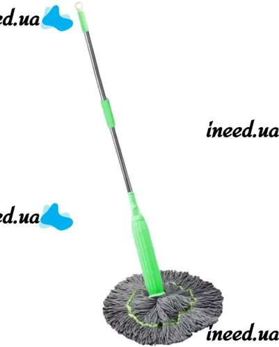 Telescopic Rope Mop Kornel LJF-006 2in1 with spin for dry and wet floor cleaning, Adjustable Mop Mashka SHV111 30 cm Green