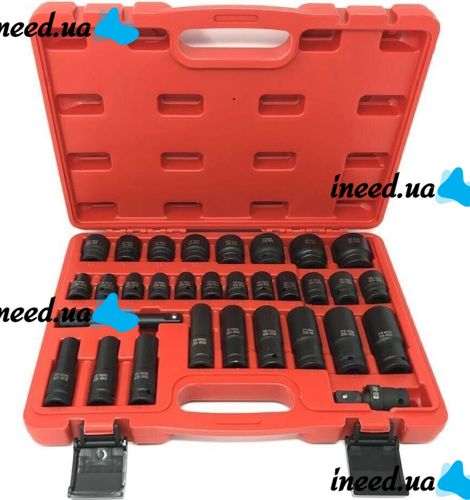Набор торцевых шестигранных головок Piece Tool Set 1/2" 31шт в кейсе, Ударные головки 8-32mm с удлинителем и угловой насадкой 31 предмет в чемодане