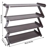 Складная этажерка полка для хранения обуви Z-Shared Shoe Rack YH8802-4 на 4 полки, Бытовая стойка органайзер YH-8802 для вещей и обуви Кофейная