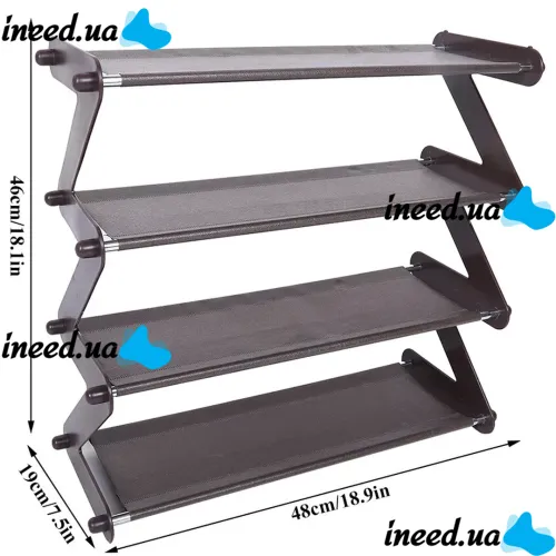 Складная этажерка полка для хранения обуви Z-Shared Shoe Rack YH8802-4 на 4 полки, Бытовая стойка органайзер YH-8802 для вещей и обуви Кофейная
