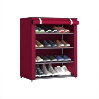 Folding Fabric Shelf Shoe Storage Cabinet Shoe Cabinet A-5 90x56x27 cm 4 Shelves, Dust-proof Shelf Organizer Frame 5556 HCX 7688