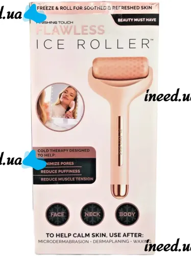 Охлаждающий ручной массажер роллер Flawless Ice Roller для холодного массажа тела и лица, Роликовый валик Айс роллер с гелевым крио массажем Розовый