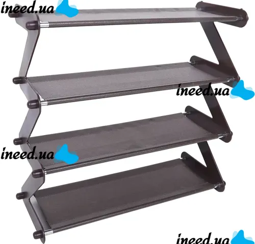 Складная этажерка полка для хранения обуви Z-Shared Shoe Rack YH8802-4 на 4 полки, Бытовая стойка органайзер YH-8802 для вещей и обуви Кофейная