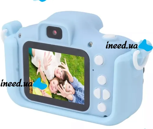 Детский цифровой фотоаппарат Smart kids Kitty XO XJ01 с селфи камерой и видео съемкой 600mAh, Камера Котик 2" с встроенными играми для детей Синий