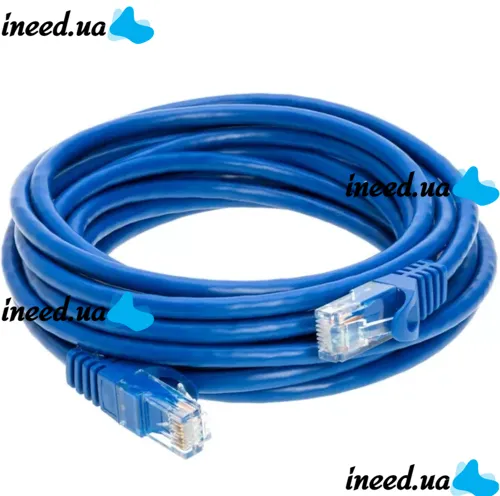 Высокоскоростной сетевой LAN кабель патч корд UTP Cat5e 25 метров RJ-45 для подключения к компьютеру интернета, Коммутационный ethernet шнур Синий