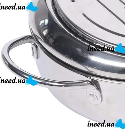 Фритюрница на плиту Fryer Pot 2,2л с масляным термометром и поддоном для слива масла Кастрюля для фритюра с крышкой из нержавеющей стали для кухни