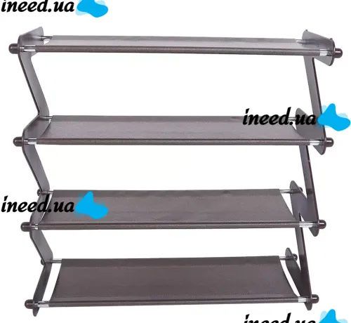 Складная этажерка полка для хранения обуви Z-Shared Shoe Rack YH8802-4 на 4 полки, Бытовая стойка органайзер YH-8802 для вещей и обуви Кофейная