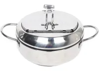Фритюрница на плиту Fryer Pot 2,2л с масляным термометром и поддоном для слива масла Кастрюля для фритюра с крышкой из нержавеющей стали для кухни
