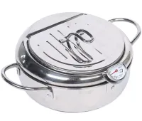 Фритюрница на плиту Fryer Pot 2,2л с масляным термометром и поддоном для слива масла Кастрюля для фритюра с крышкой из нержавеющей стали для кухни