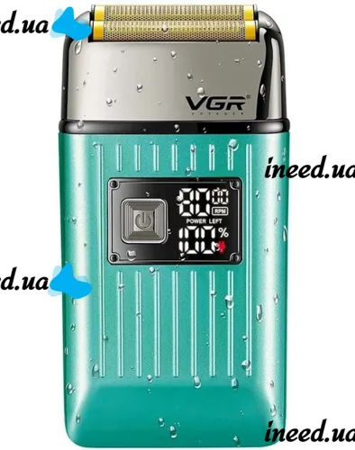 Аккумуляторная мужская электробритва шейвер VGR V-357 с двумя ножевыми блоками для сухого и влажного бритья, Беспроводная бритва для бороды и усов