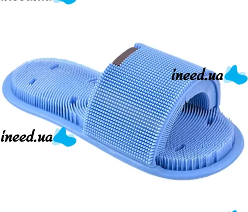 Силиконовый массажный шлепок Massage Slipper Tatboomu для массажа стоп ног, Тапочек 28.5х13.5 см с акупунктурным эффектом из силикона для душа Синий