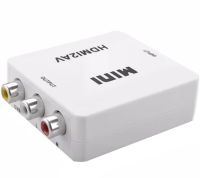 Активный конвертер переходник HDMI на AV RCA AV P42 тюльпан со звуком и внешним питанием, Универсальный адаптер HDMI-AV Converter Mini 1080P Белый