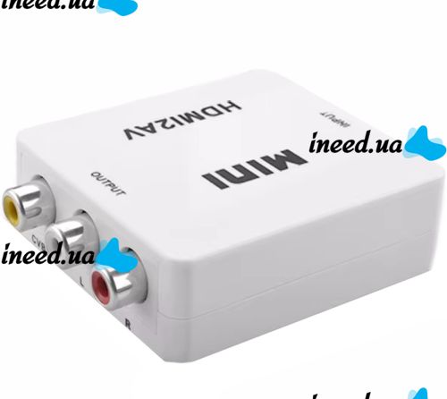 Активный конвертер переходник HDMI на AV RCA AV P42 тюльпан со звуком и внешним питанием, Универсальный адаптер HDMI-AV Converter Mini 1080P Белый