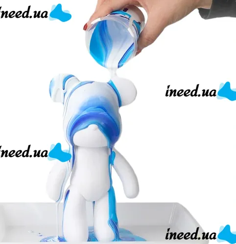 Флюидный мишка сделай сам DIY Creative Fluid Bear 23 см с красками 3 шт Набор раскраска игрушка медвежонок для творчества Виниловый медведь флюид-арт