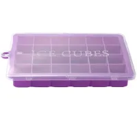 Силиконовая многоразовая форма Silicone Ice Cubes Make для заморозки льда и шоколада с крышкой на 24 ячейки, Лоток поднос для хранения льда 24 кубика