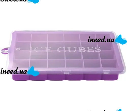 Силиконовая многоразовая форма Silicone Ice Cubes Make для заморозки льда и шоколада с крышкой на 24 ячейки, Лоток поднос для хранения льда 24 кубика