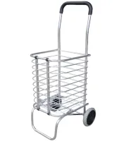 Складная тележка Shopping Cart XS-2 с корзиной для покупок до 65 кг 42x39x91 см, Бытовая раскладная тачка корзина на колесах с ручкой Серебристая