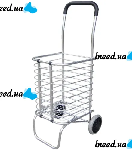 Складная тележка Shopping Cart XS-2 с корзиной для покупок до 65 кг 42x39x91 см, Бытовая раскладная тачка корзина на колесах с ручкой Серебристая
