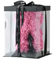 Маленький мишка из искусственных 3D роз Teddy Bear de Luxe 25 см Pink, розовый медведь Тедди