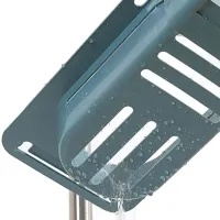 Раздвижная полка органайзер для раковины Sink rack AD-1792 для губки и тряпок, Телескопическая полочка сушилка полотенца на мойку LY-567 Темно-синяя