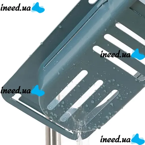 Раздвижная полка органайзер для раковины Sink rack AD-1792 для губки и тряпок, Телескопическая полочка сушилка полотенца на мойку LY-567 Темно-синяя