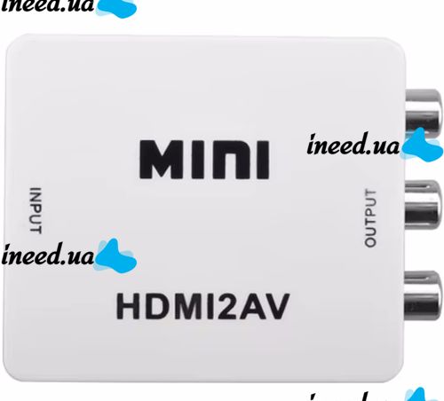 Активный конвертер переходник HDMI на AV RCA AV P42 тюльпан со звуком и внешним питанием, Универсальный адаптер HDMI-AV Converter Mini 1080P Белый