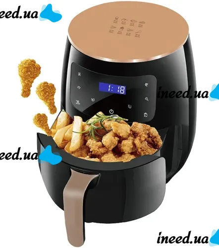 Безмаслянная Аэрофритюрница мультипечь Air Fryer Su Tai ST-505 6л для приготовления еды 2400W Фритюрница без масла с функцией аэрогриля S18
