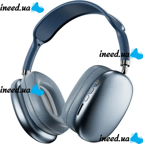 Накладные беспроводные наушники Bluetooth Macaron P9 Max с Aux, Полноразмерные блютуз стереонаушники со слотом карты памяти MicroSD, TF Card Синие