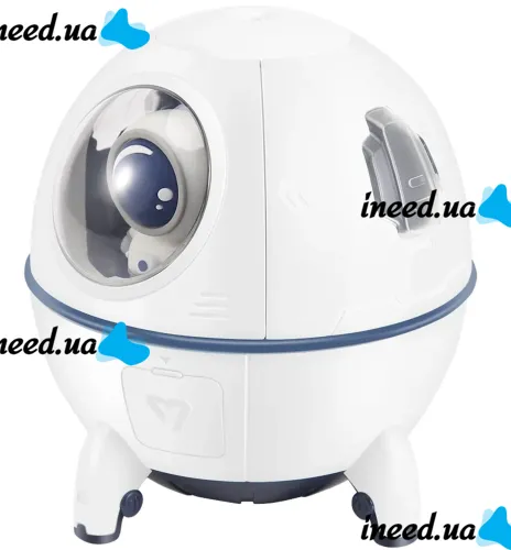 Акумуляторний зволожувач повітря нічник Space Capsule Humidifier MJ046 Ракета з астронавтом 1200 mAh з LED підсвічуванням Аромадифузор AND-9-20 Білий