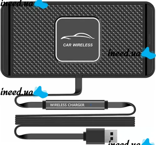 Автомобильная беспроводная зарядка Car Wireless Pad C1 15W для зарядки телефона, Силиконовый зарядный коврик в авто с антискользящим покрытием Черный