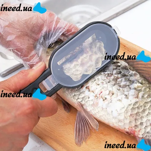 Нож скребок для чистки чешуи рыбы Fish Scales Wiper Cleaning, Ручная рыбочистка с контейнером, Ручной прибор для чистки рыбы с ножем для потрошения
