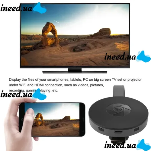 Беспроводной Wi-Fi HDMI приемник адаптер Chromecast MiraScreen G2 Мультимедийный медиаплеер со встроенным WIFI модулем с телефона на телевизор Черный