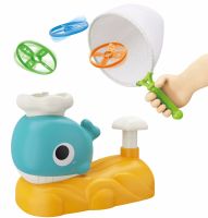 Детский игровой набор фрисби Whale Frisbee 9965A с 2 сачками и 6 тарелками, Игрушка катапульта JQ-269 для запуска летающих тарелок VN-640 для детей